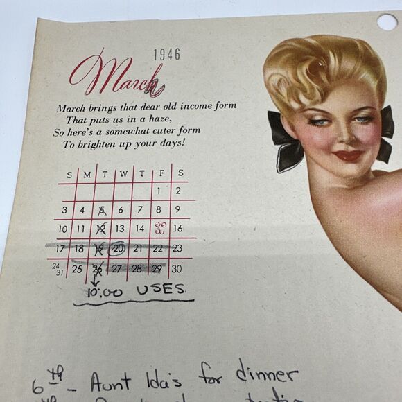 4 Pin-Ups 1946 Vargas Esquire Calendar Pages Lot March April May November Vtg - Picture 4 of 16